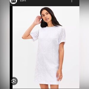 LOFT White Eyelet Mini Shift Dress